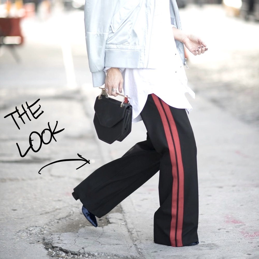 Wide Leg Double Stripe Track Pant